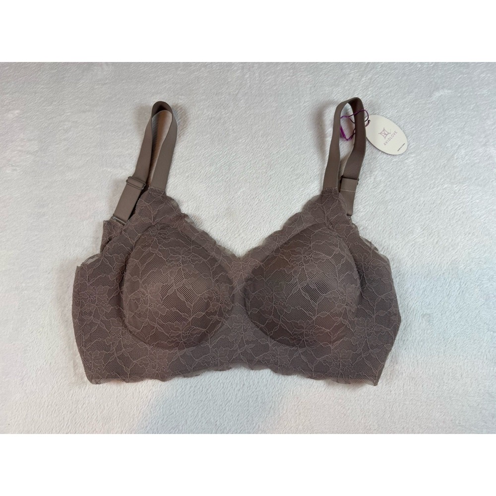 Avidlove Women's‎ Bra Size Medium 28 Inches Cup Size B Mauve Lace Overlay
